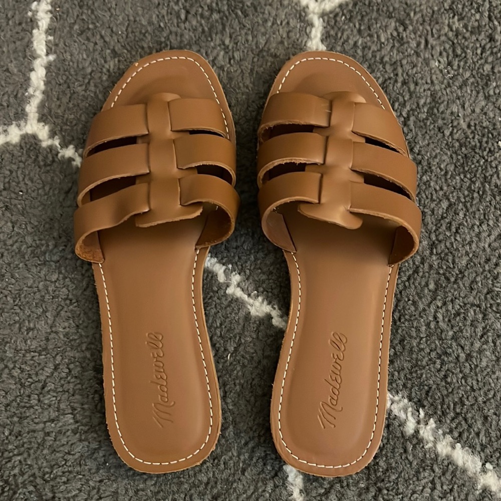 Madewell Brown Leather Slide Sandals